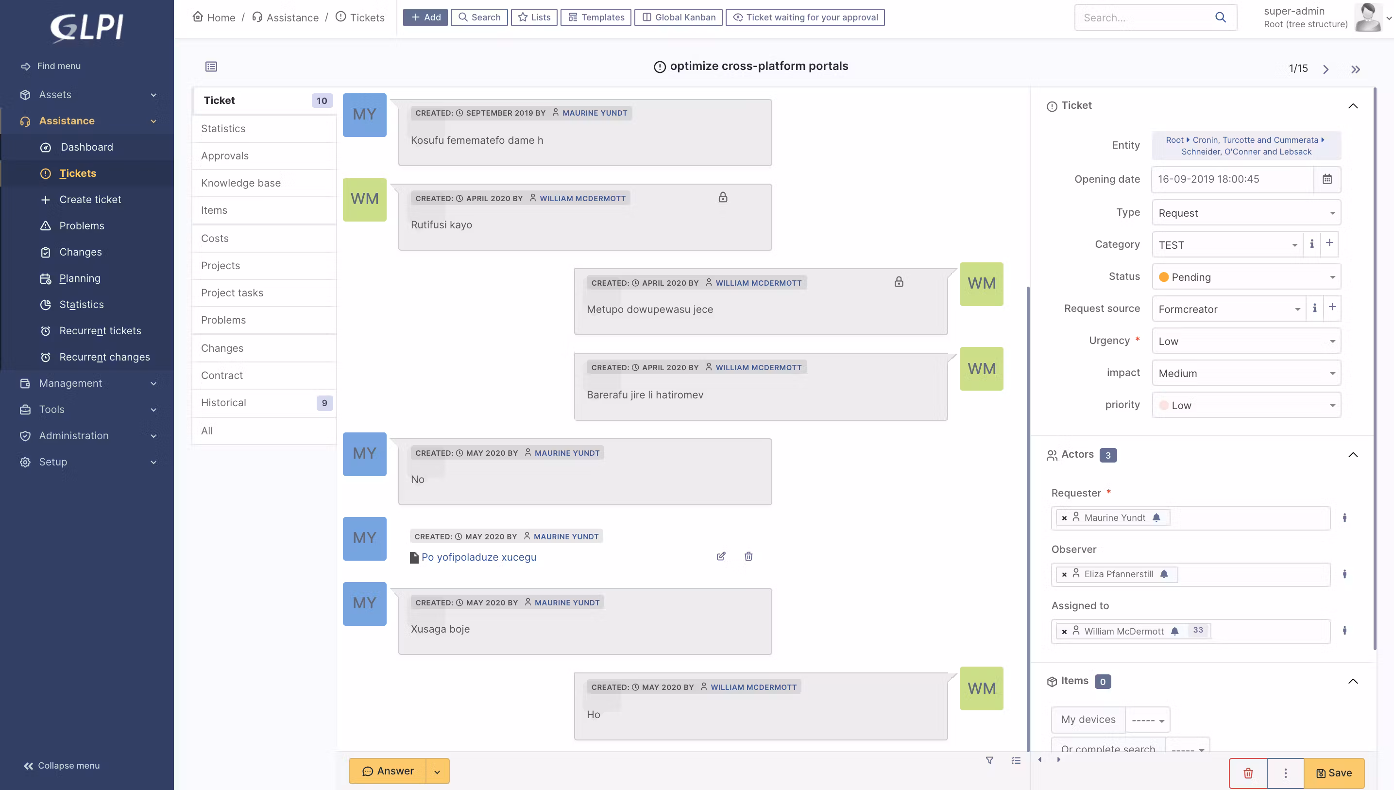 Gestion des tickets